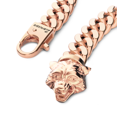 Bracciale a grumetta Zancan in argento con chiusura a testa di lupo.
