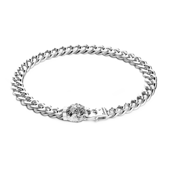 Zancan silver curb chain bracelet with tiger head closure.