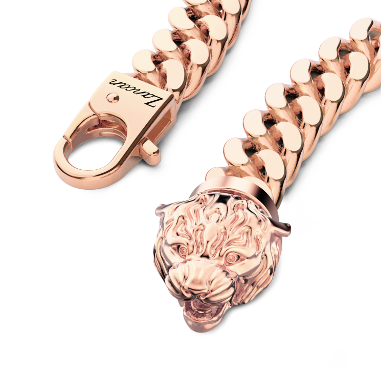 Bracciale a grumetta Zancan in argento con chiusura a testa di tigre.