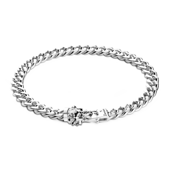 Bracciale a grumetta Zancan in argento con chiusura a testa di leone.