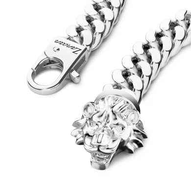 Bracciale a grumetta Zancan in argento con chiusura a testa di leone.