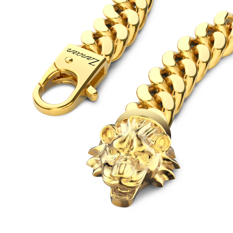Bracciale a grumetta Zancan in argento con chiusura a testa di leone.