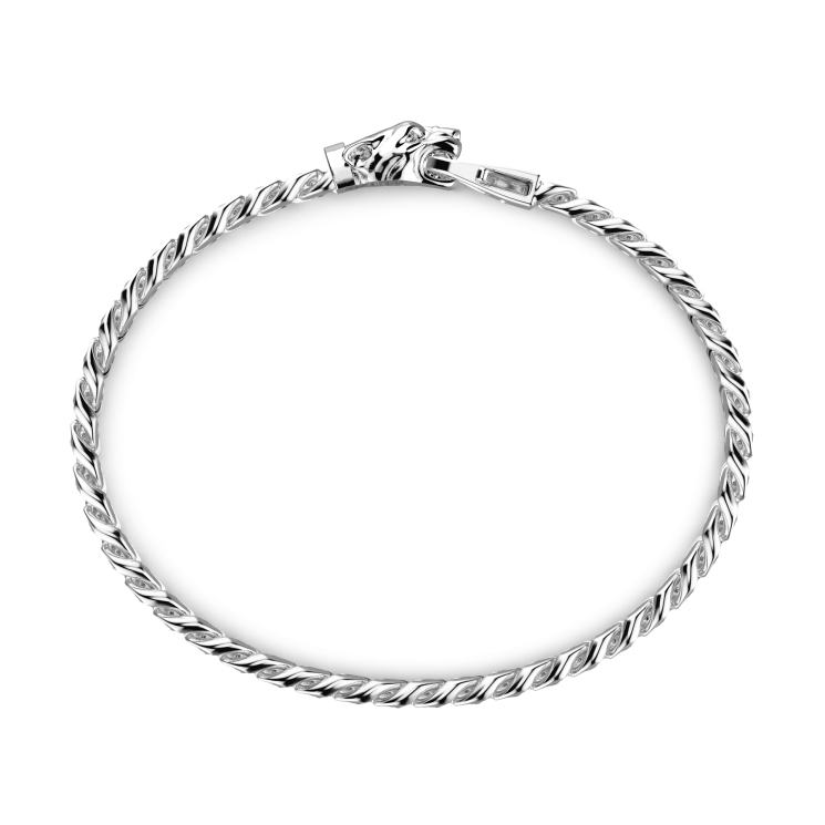 Zancan silver curb chain bracelet with panther head closure.