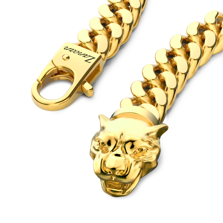 Bracciale a grumetta Zancan in argento con chiusura a testa di pantera.