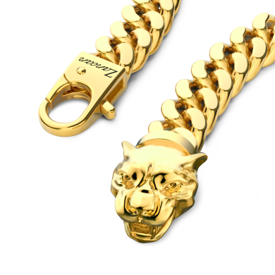 Bracciale a grumetta Zancan in argento con chiusura a testa di pantera.