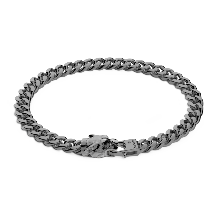 Bracciale a grumetta Zancan in argento con chiusura a testa di pantera.