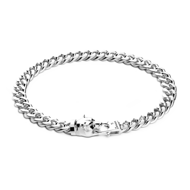 Bracciale a grumetta Zancan in argento con chiusura a testa d'orso.