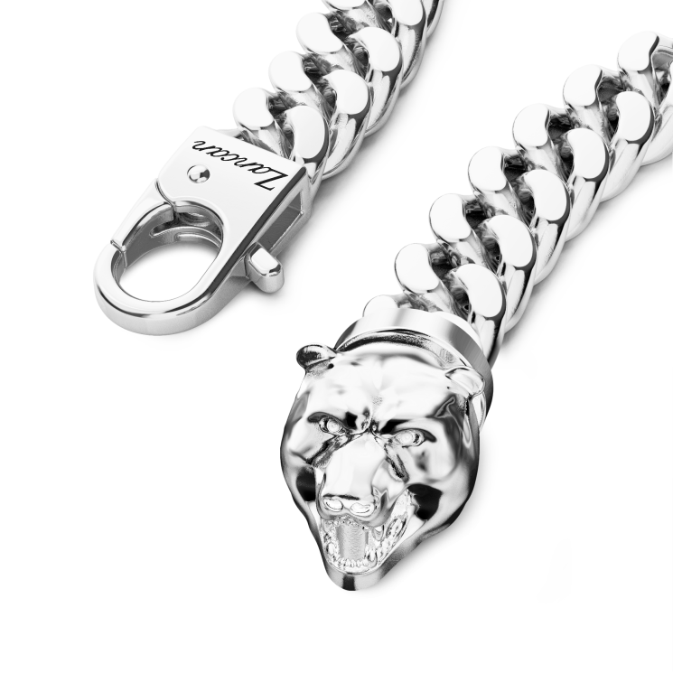 Bracciale a grumetta Zancan in argento con chiusura a testa d'orso.