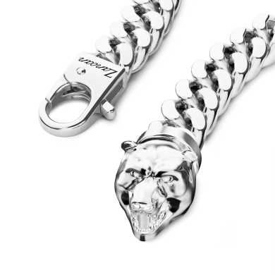 Bracciale a grumetta Zancan in argento con chiusura a testa d'orso.