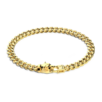 Zancan silver curb chain bracelet with bear head closure.