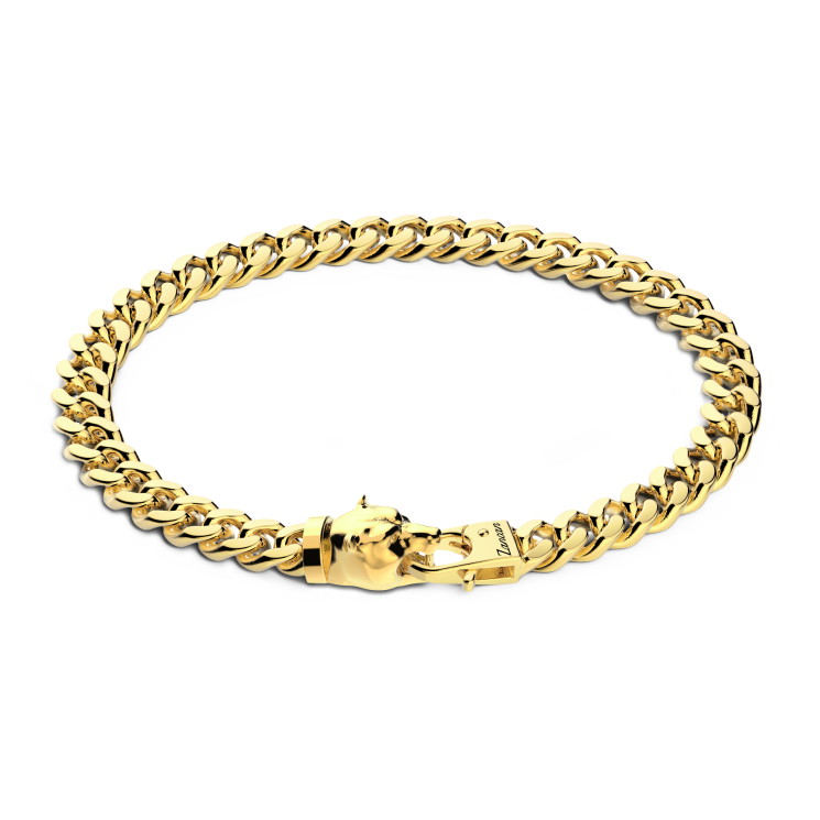 Zancan silver curb chain bracelet with bear head closure.