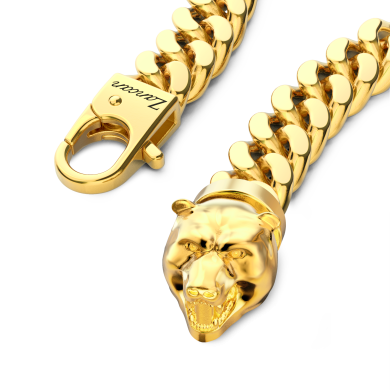 Bracciale a grumetta Zancan in argento con chiusura a testa d'orso.