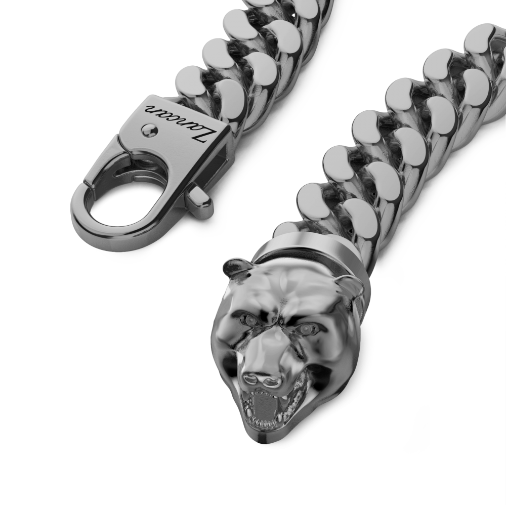 Bracciale a grumetta Zancan in argento con chiusura a testa d'orso.
