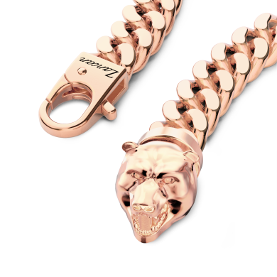 Bracciale a grumetta Zancan in argento con chiusura a testa d'orso.