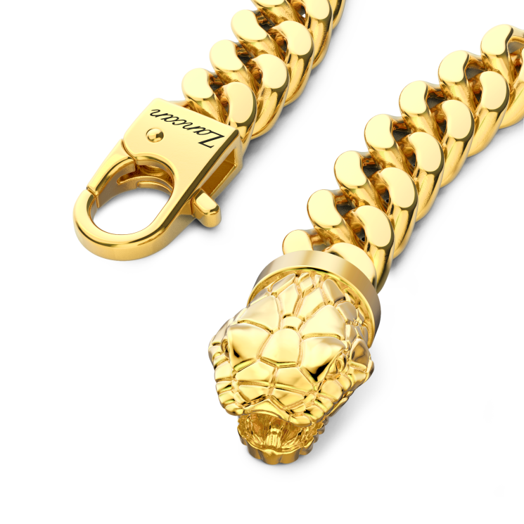 Bracciale-a grumetta-zancan-in-argento-con-chiusura-a-testa-di-serpente