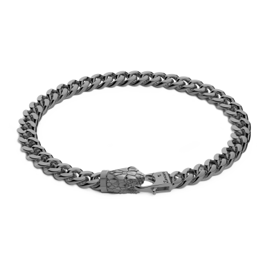 Zancan silver curb chain bracelet with snake head closure.