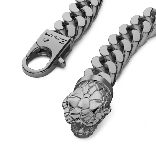 Bracciale a grumetta Zancan in argento con chiusura a testa di serpente.