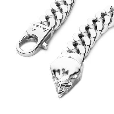 Bracciale a grumetta Zancan in argento con chiusura a testa d'aquila.