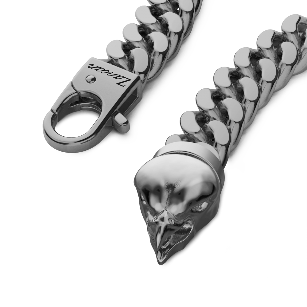 Bracciale a grumetta Zancan in argento con chiusura a testa d'aquila.