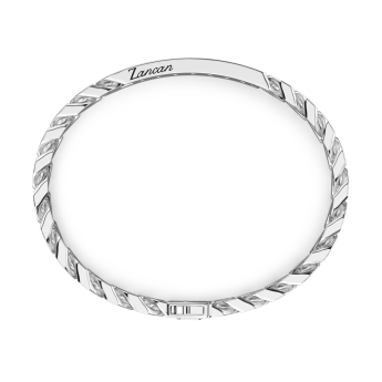 Zancan silver curb chain bracelet with tag and black stones. 2