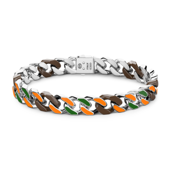 Bracciale a grumette Zanca in argento e ceramica con maglie smaltate.