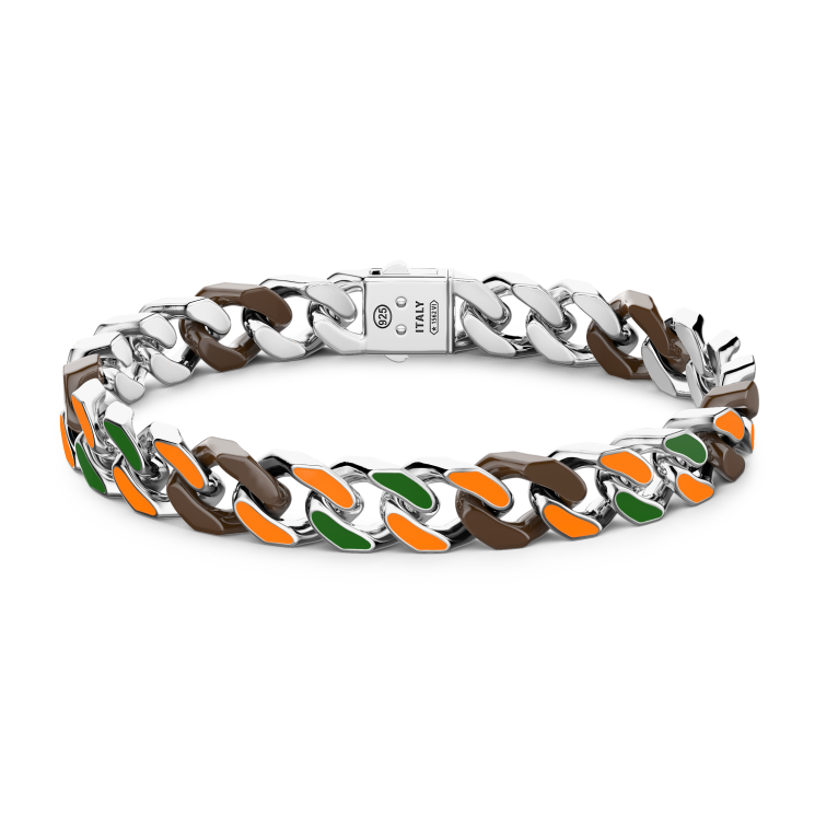 Zancan silver ceramic curb chain bracelet with lacquered links.