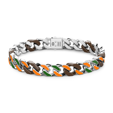Zancan silver ceramic curb chain bracelet with lacquered links.