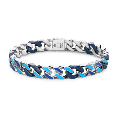 Bracciale a grumette Zanca in argento e ceramica con maglie smaltate.