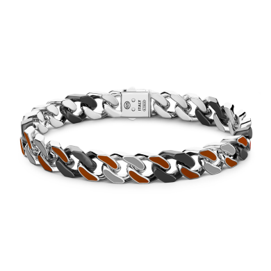 Zancan silver ceramic curb chain bracelet with lacquered links.