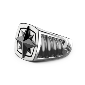 Anello Zancan in argento con rosa dei venti in ceramica. 2