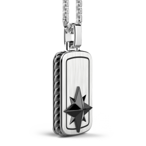 Collana Zancan in argento a targa con rosa dei venti in ceramica. 2