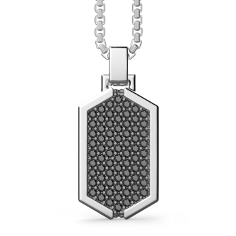 Collana Zancan in argento con pendente a targa tempestato di pietre nere.