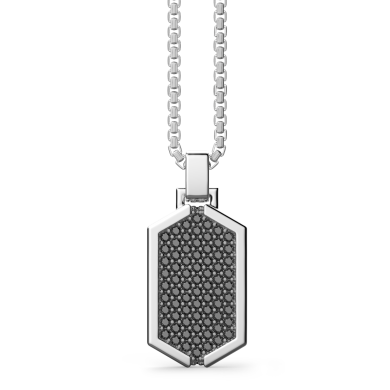 Collana Zancan in argento con pendente a targa tempestato di pietre nere.