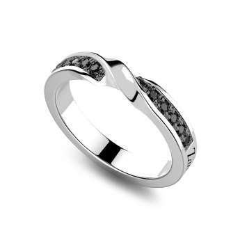 Anello Zancan in argento a fede con pietre nere. 2