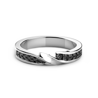 Zancan silver band ring with black stones.