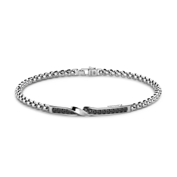 Bracciale Zancan in argento con targa e pietre nere