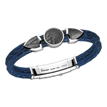 Bracciale Zancan in pelle con targa e teschio nativo americano. 2