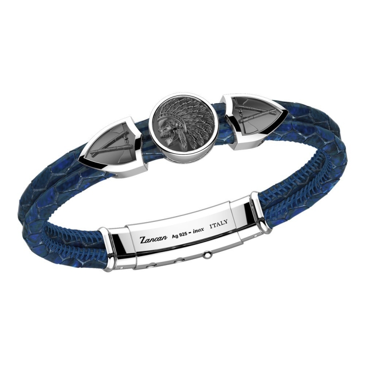 Zancan leather bracelet tag and with Native American skull.