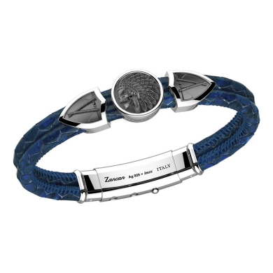 Zancan leather bracelet tag and with Native American skull.