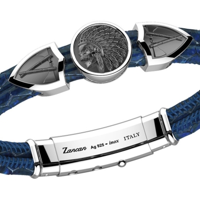 Zancan leather bracelet tag and with Native American skull.