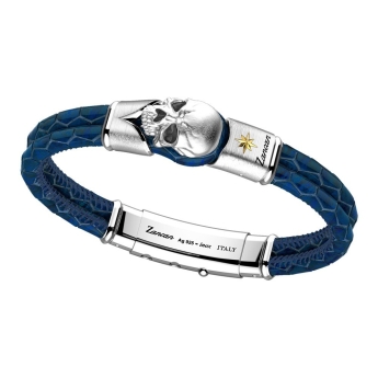 Bracciale Zancan in pelle con teschio in argento. 2