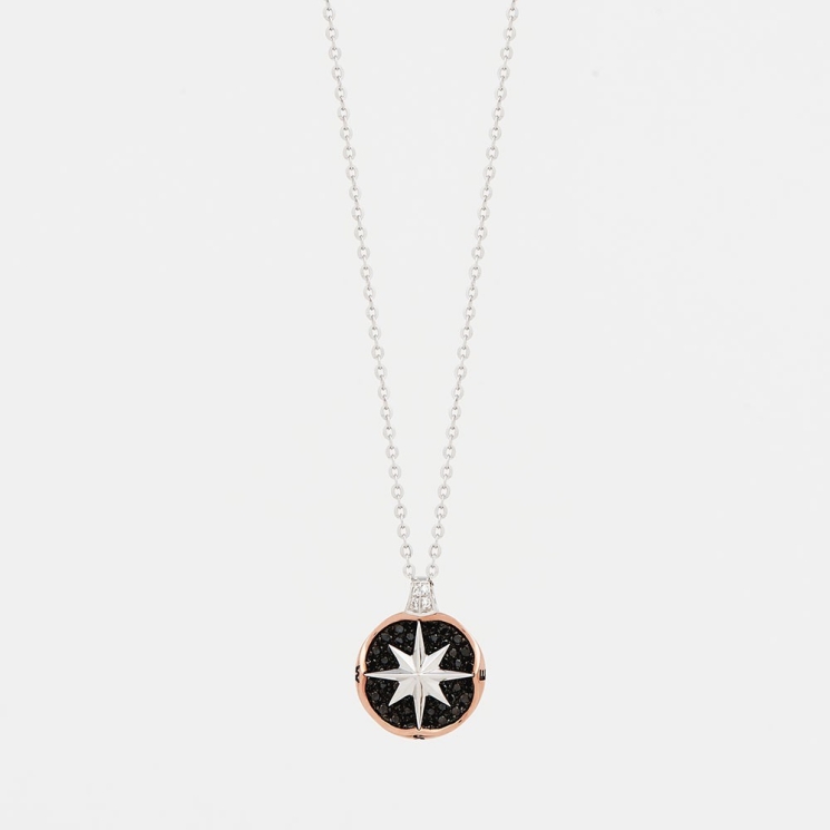 Zancan-Kette aus Gold mit Windrosenanhänger und Diamanten.