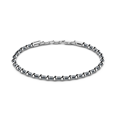 Pulsera Zancan flexible de plata con esferas.
