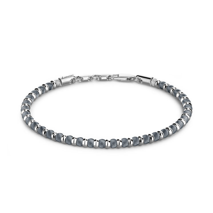 Bracciale Zancan morbido in argento a sfere.