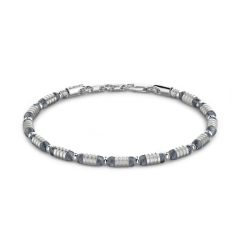 Bracciale Zancan morbido in argento a sfere ed elementi tubolari.