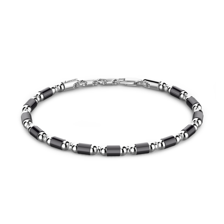 Zancan soft silver beads and tubular element bracelet.