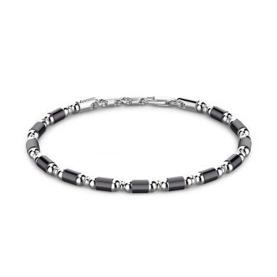 Bracciale Zancan morbido in argento a sfere ed elementi tubolari.