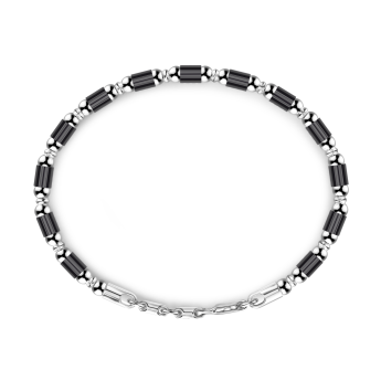 Bracciale Zancan morbido in argento a sfere ed elementi tubolari. 2