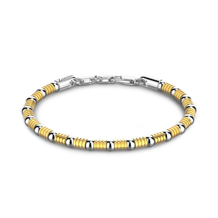 Zancan soft silver beads and tubular element bracelet.