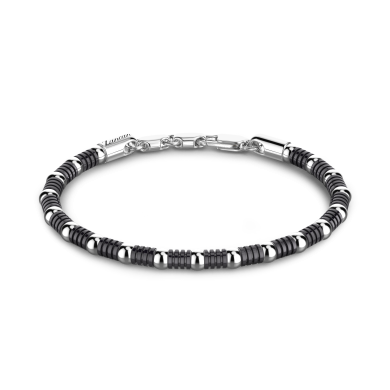 Zancan soft silver beads and tubular element bracelet.